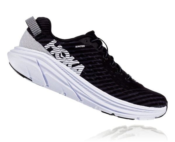 Hoka One One Rincon Mens UK - Black / White Running Shoes - BKELR0736